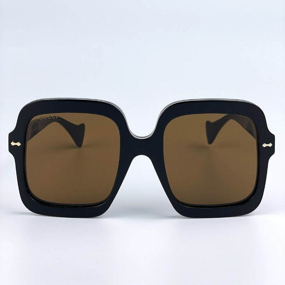 NEW Gucci GG1241S 001 Black Brown Oversized Square Women Sunglasses - Picture 5 of 13